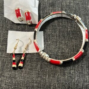 Elegant Red and Black Jewelry Set
